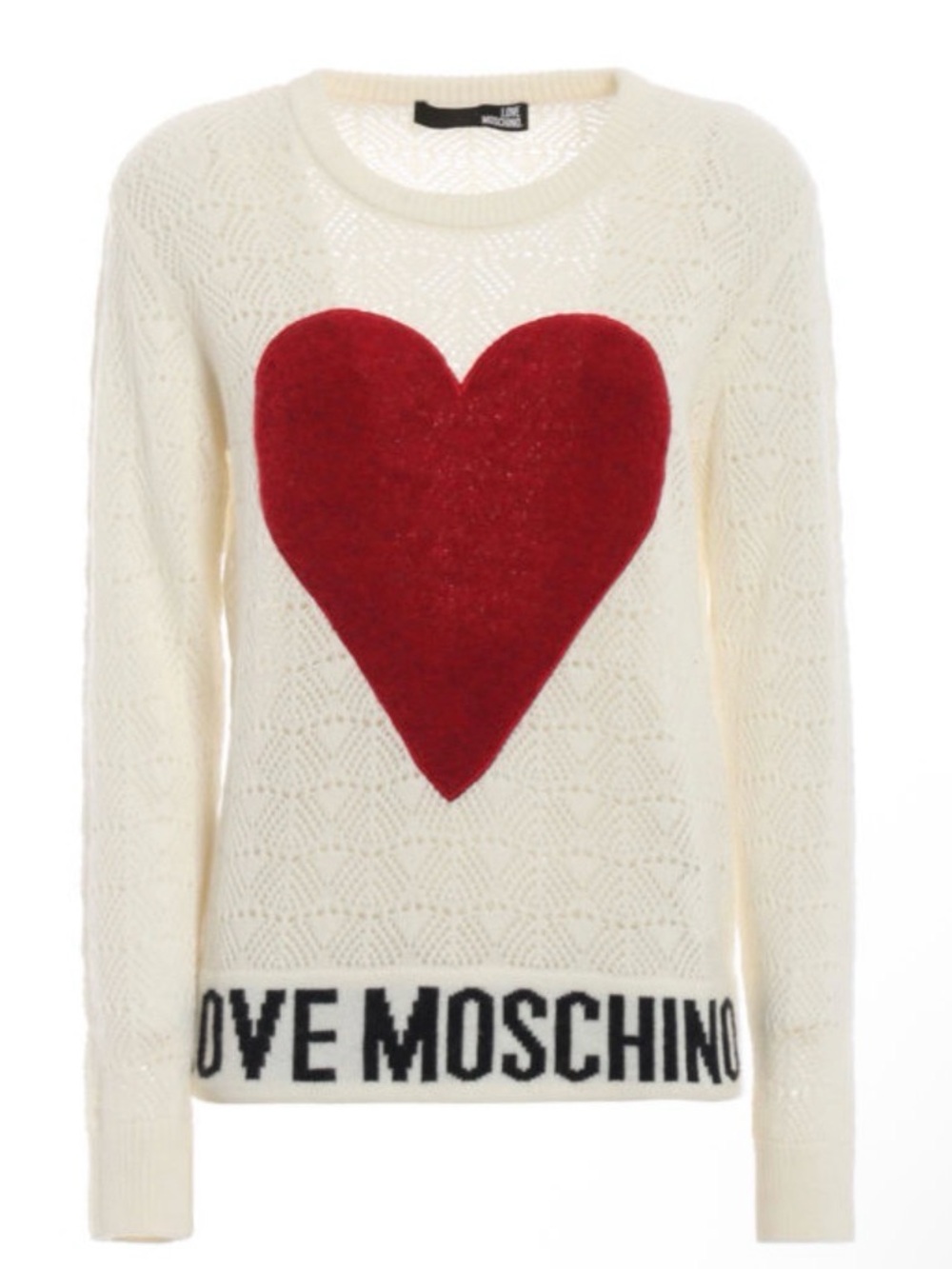 Love Moschino Maxi heart patch and logo jacquard sweater